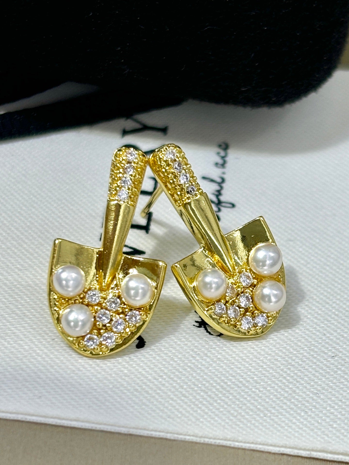Gilded Treasure Pear Stud Earrings