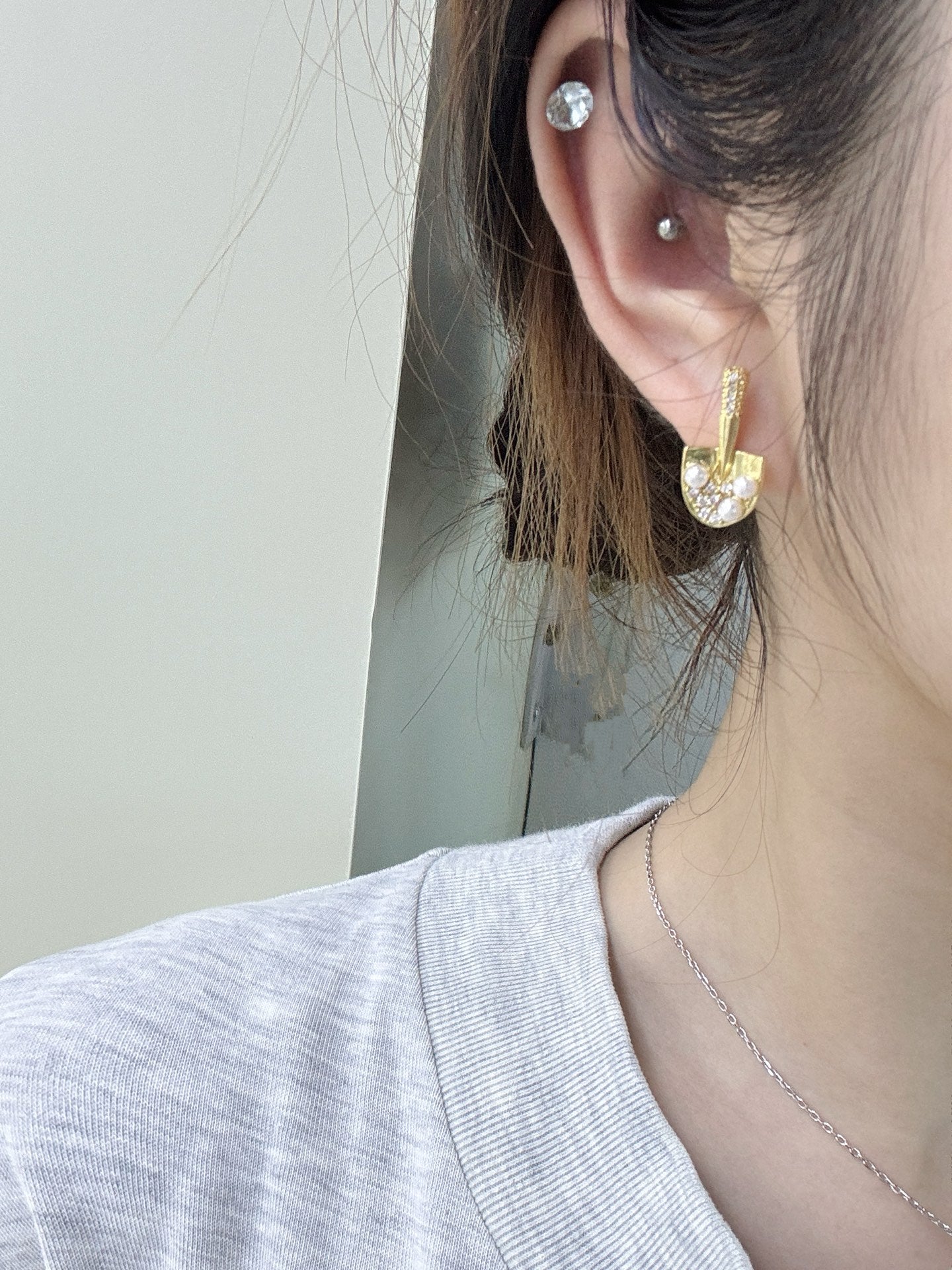 Gilded Treasure Pear Stud Earrings