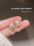 Luminous Dreams Cultured Pearl Drop Earrings | Ethereal Moonstone Glow