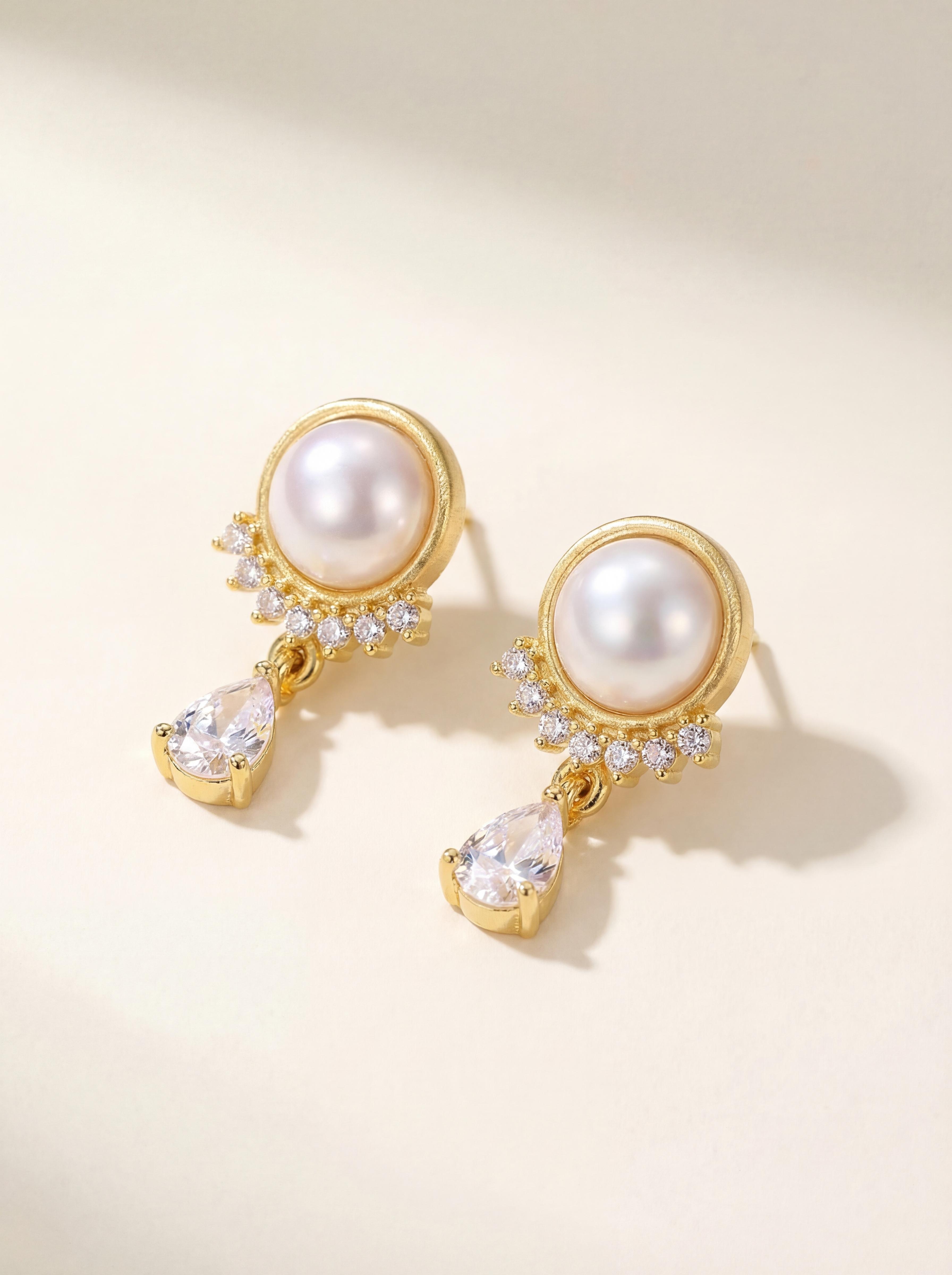 Luminous Dreams Cultured Pearl Drop Earrings | Ethereal Moonstone Glow