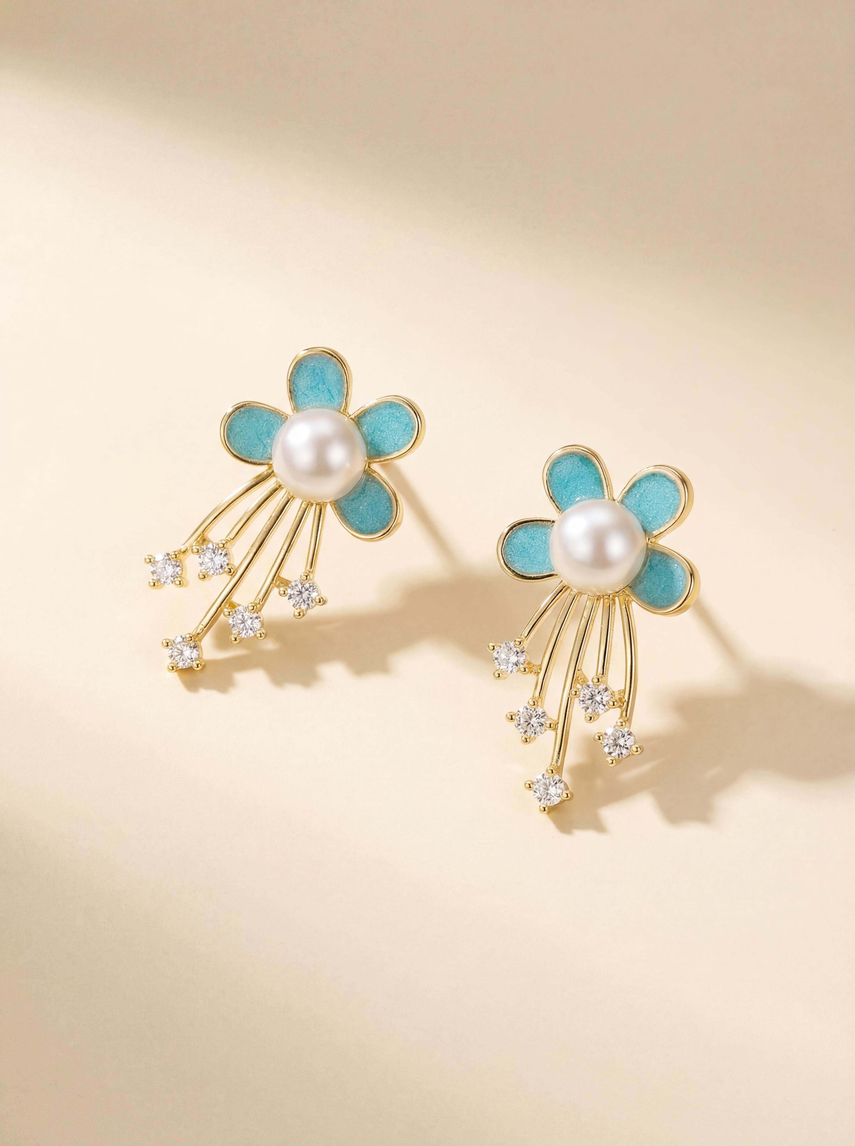 Provence Breeze Enamel Freshwater Pearl Drops: Effortless Elegance for Timeless Moments
