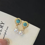Vintage Sapphire Star & Freshwater Pearl Drop Earrings - Ottoman Elegance Meets Modern Romance
