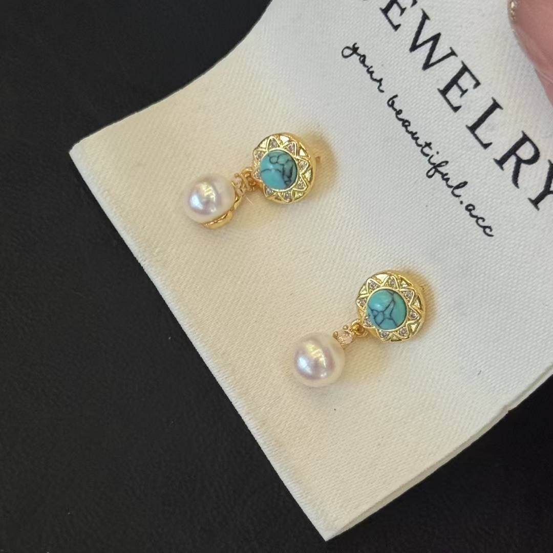 Vintage Sapphire Star & Freshwater Pearl Drop Earrings - Ottoman Elegance Meets Modern Romance