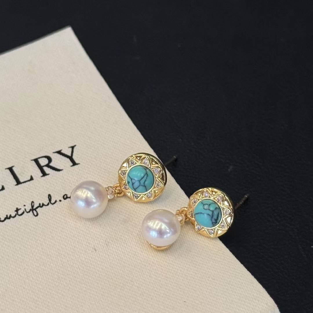 Vintage Sapphire Star & Freshwater Pearl Drop Earrings - Ottoman Elegance Meets Modern Romance