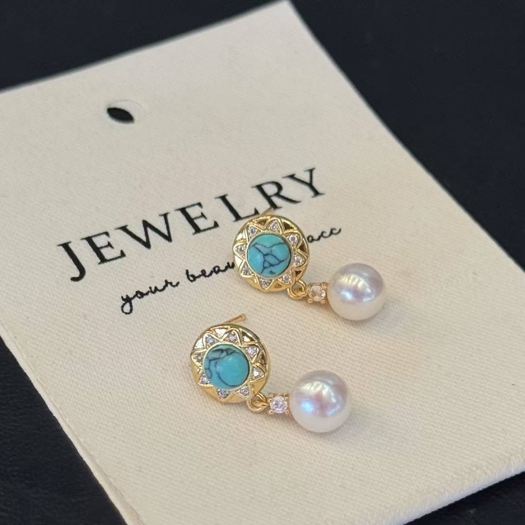 Vintage Sapphire Star & Freshwater Pearl Drop Earrings - Ottoman Elegance Meets Modern Romance