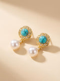 Vintage Sapphire Star & Freshwater Pearl Drop Earrings - Ottoman Elegance Meets Modern Romance