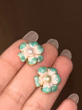 Monet's Garden Floral Pearl Earrings - Trio Set with Wild Freshwater Pearls