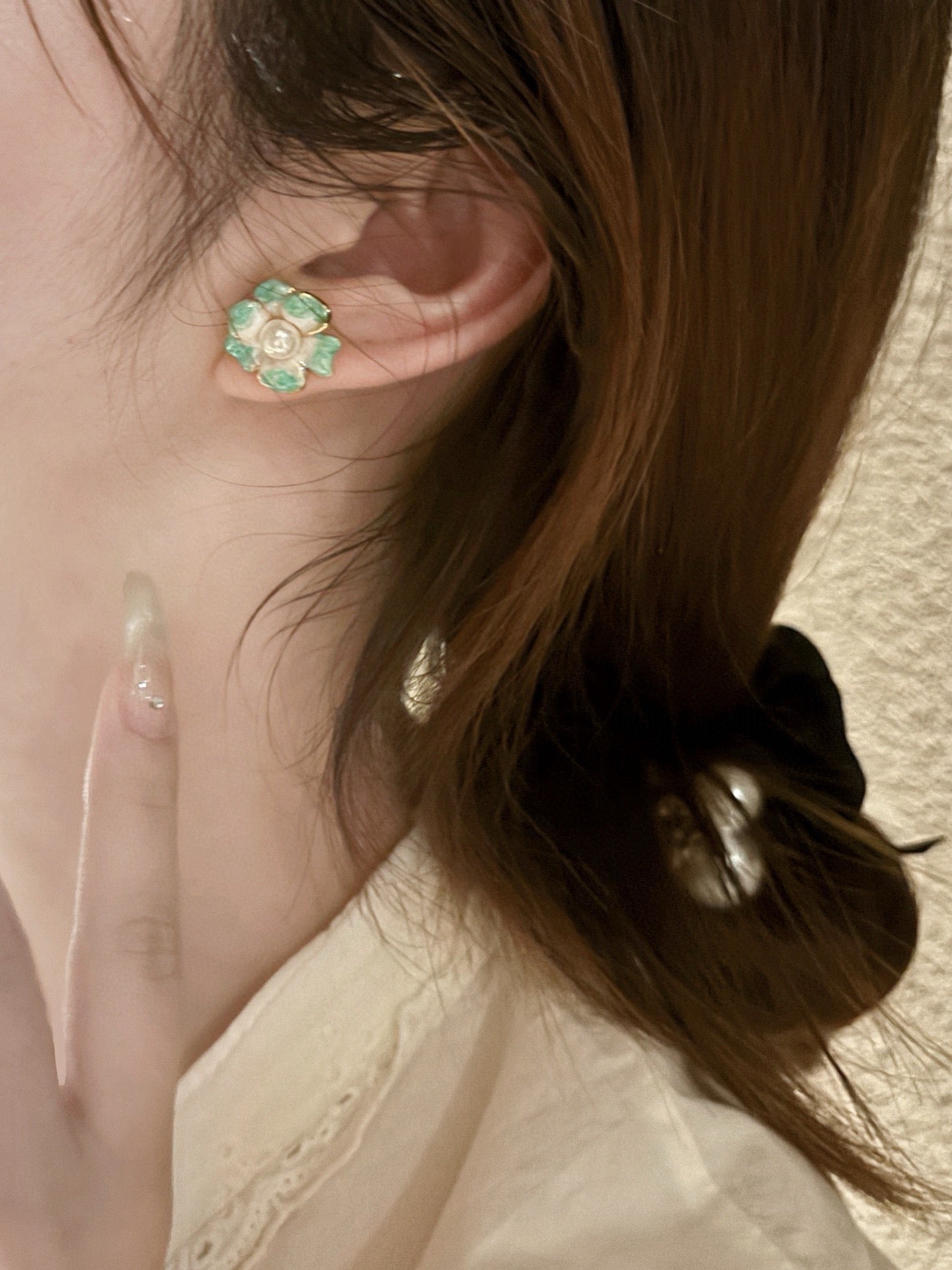 Monet's Garden Floral Pearl Earrings - Trio Set with Wild Freshwater Pearls
