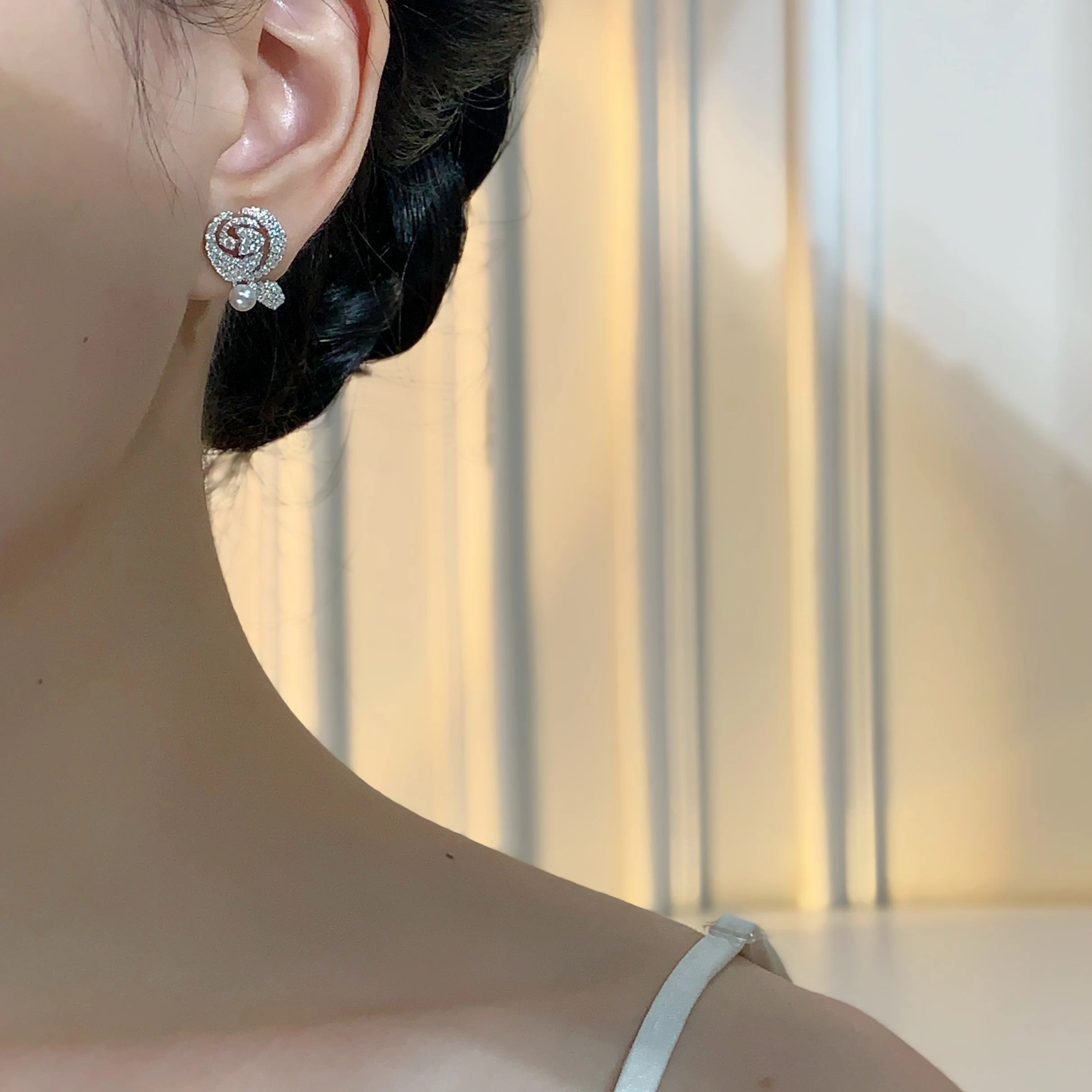 Moonlit Rosette Pearl Earrings by Investors' Choice