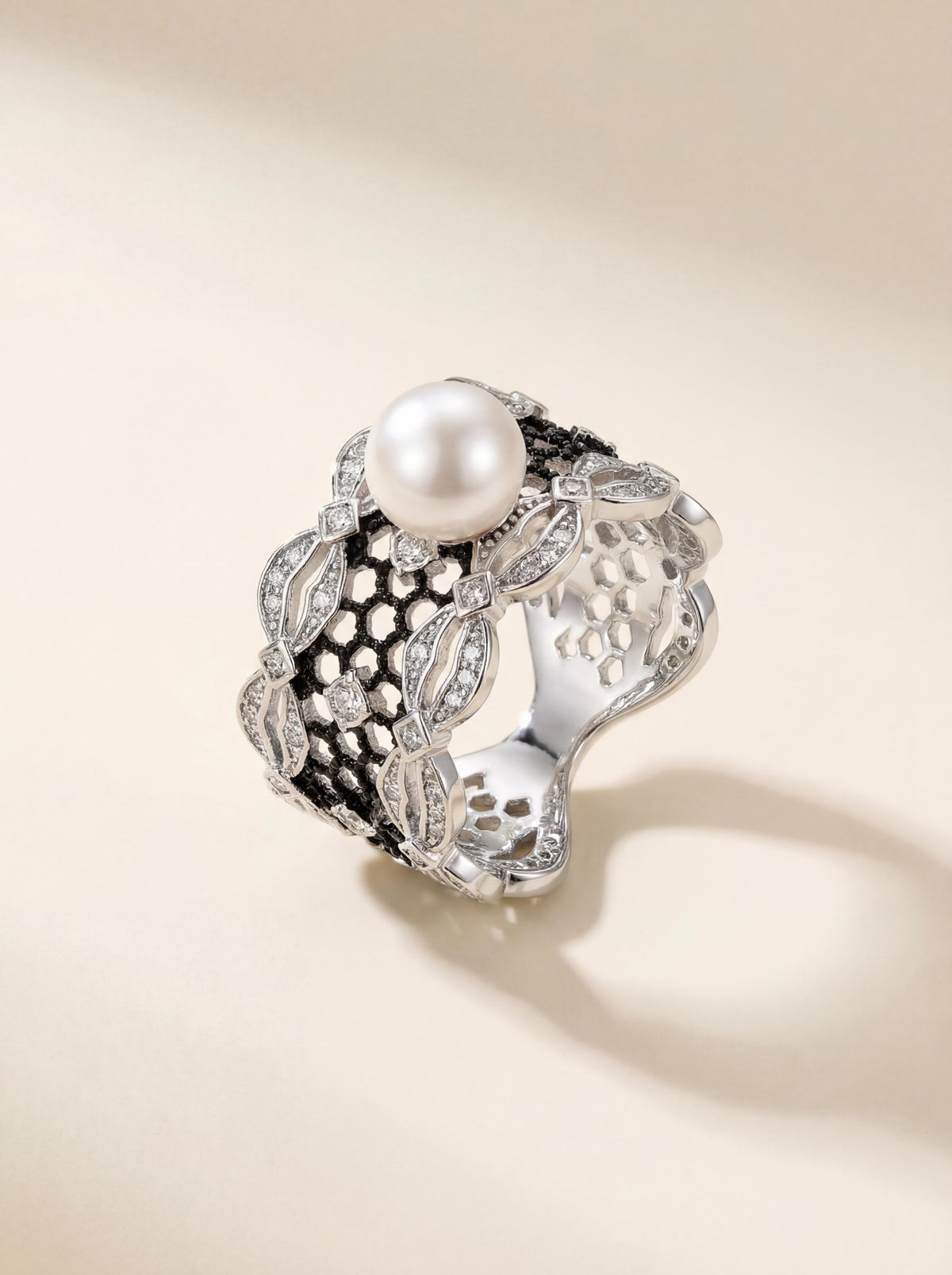Lace Pearl Ring | Wild Freshwater Pearl | Adjustable Design
