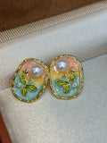 Enchanted Spring Gradient Enamel Pearl Earrings