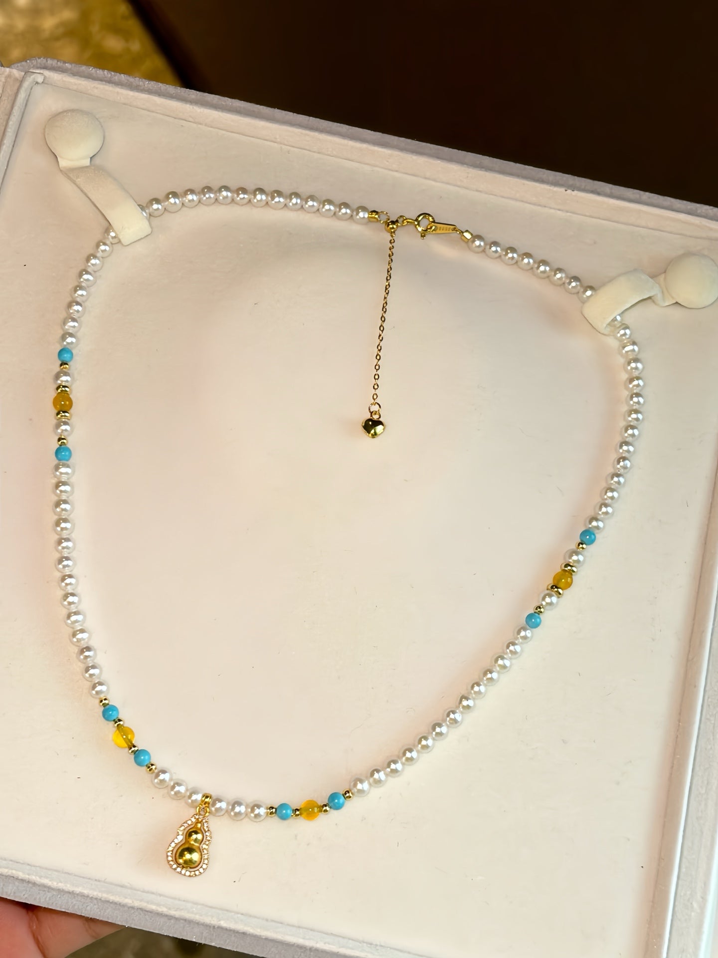 S925 Silver Rotating Gourd Pearl Choker Necklace - Timeless Blessings for Her