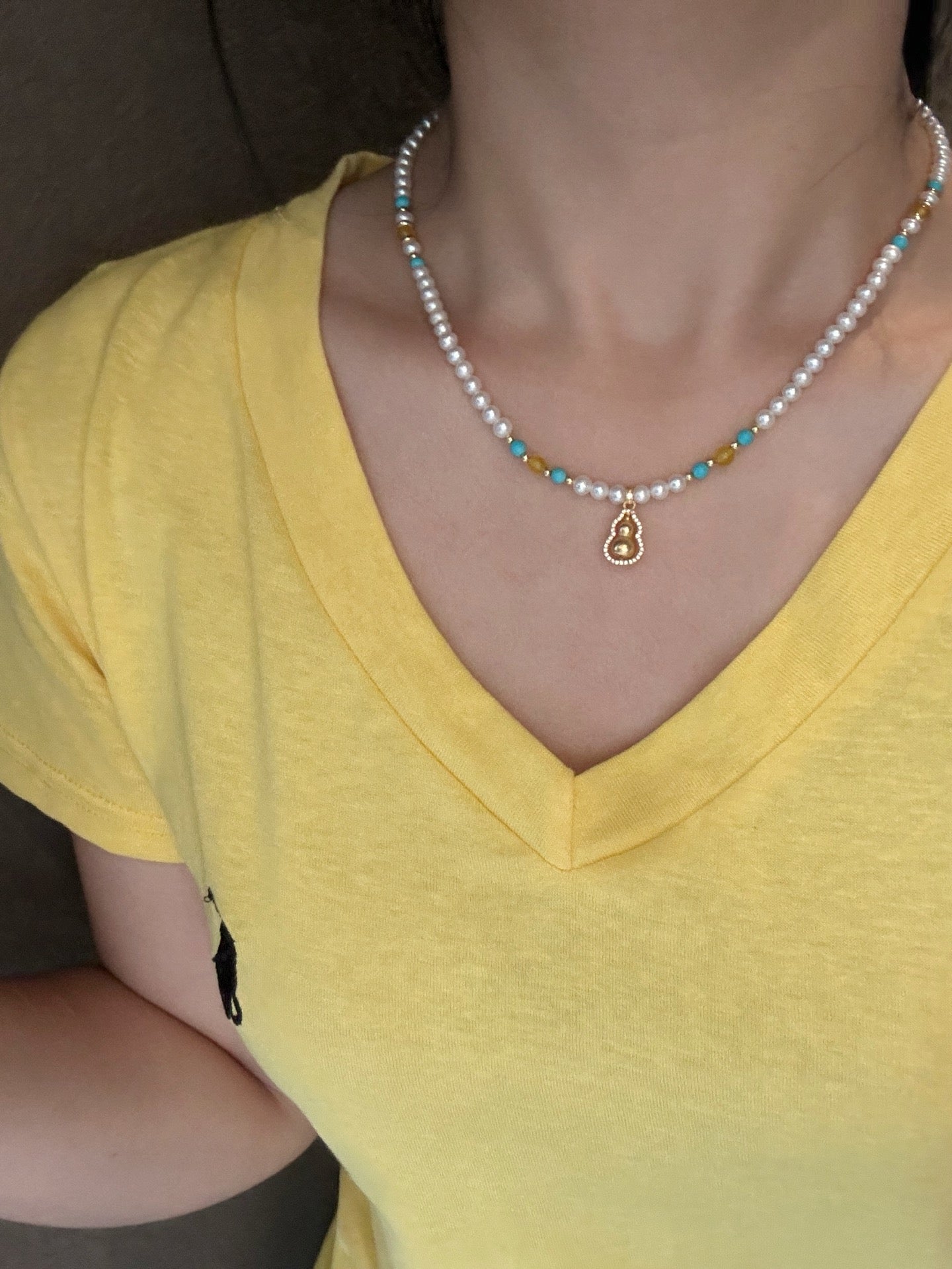 S925 Silver Rotating Gourd Pearl Choker Necklace - Timeless Blessings for Her
