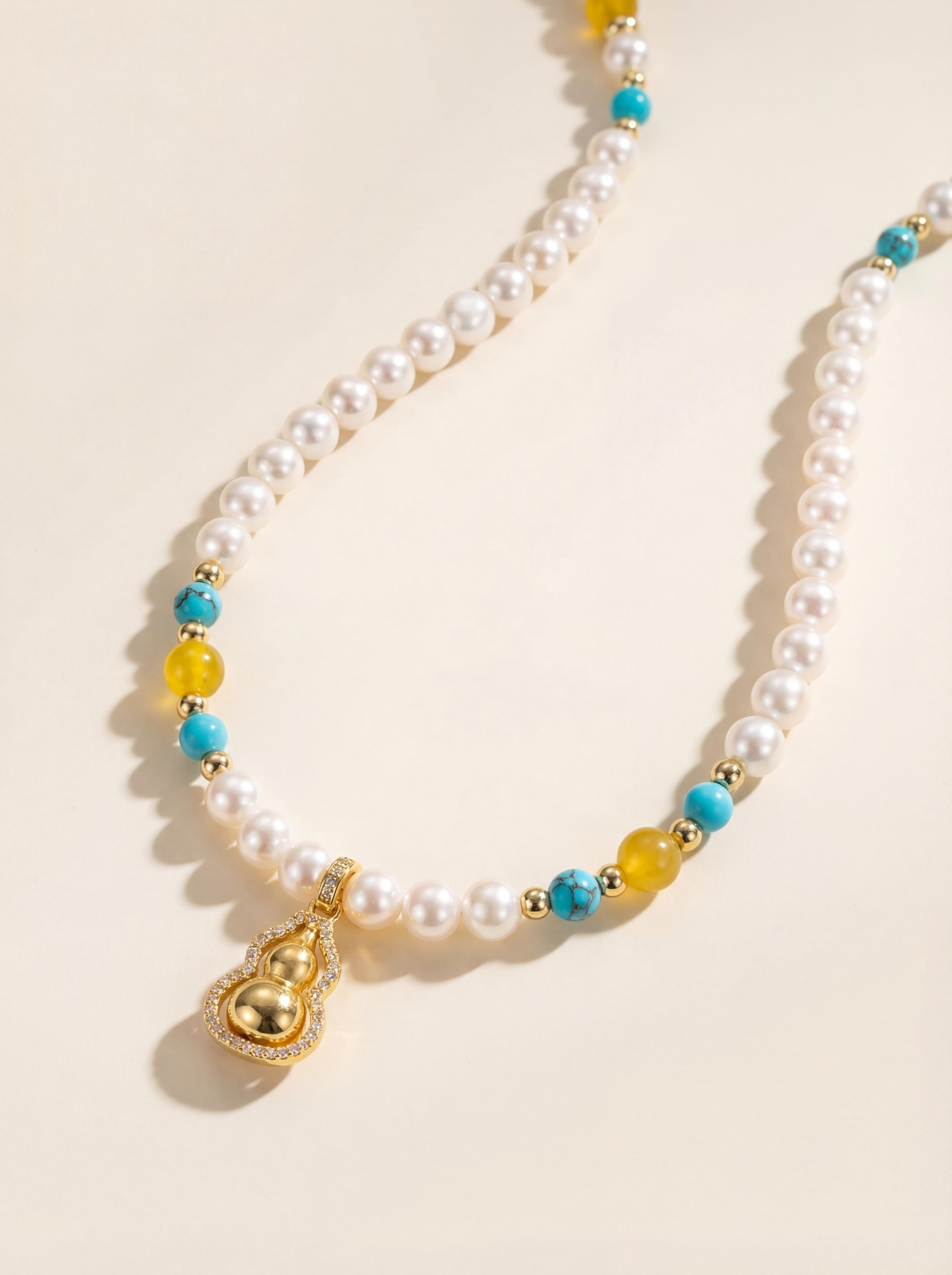 S925 Silver Rotating Gourd Pearl Choker Necklace - Timeless Blessings for Her