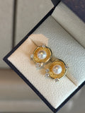 Timeless Wave - Handcrafted Pearl Earrings with Genuine Freshwater Pearls & Diamond Accents