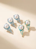 Artisanal Freshwater Pearl Enamel Earrings – Ocean Mist