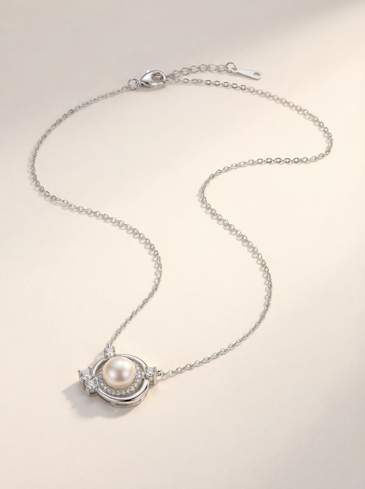 Imperial Texture Freshwater Pearl Pendant Necklace - Liquid Silver Poetry on Collarbone