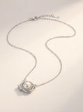 Imperial Texture Freshwater Pearl Pendant Necklace - Liquid Silver Poetry on Collarbone