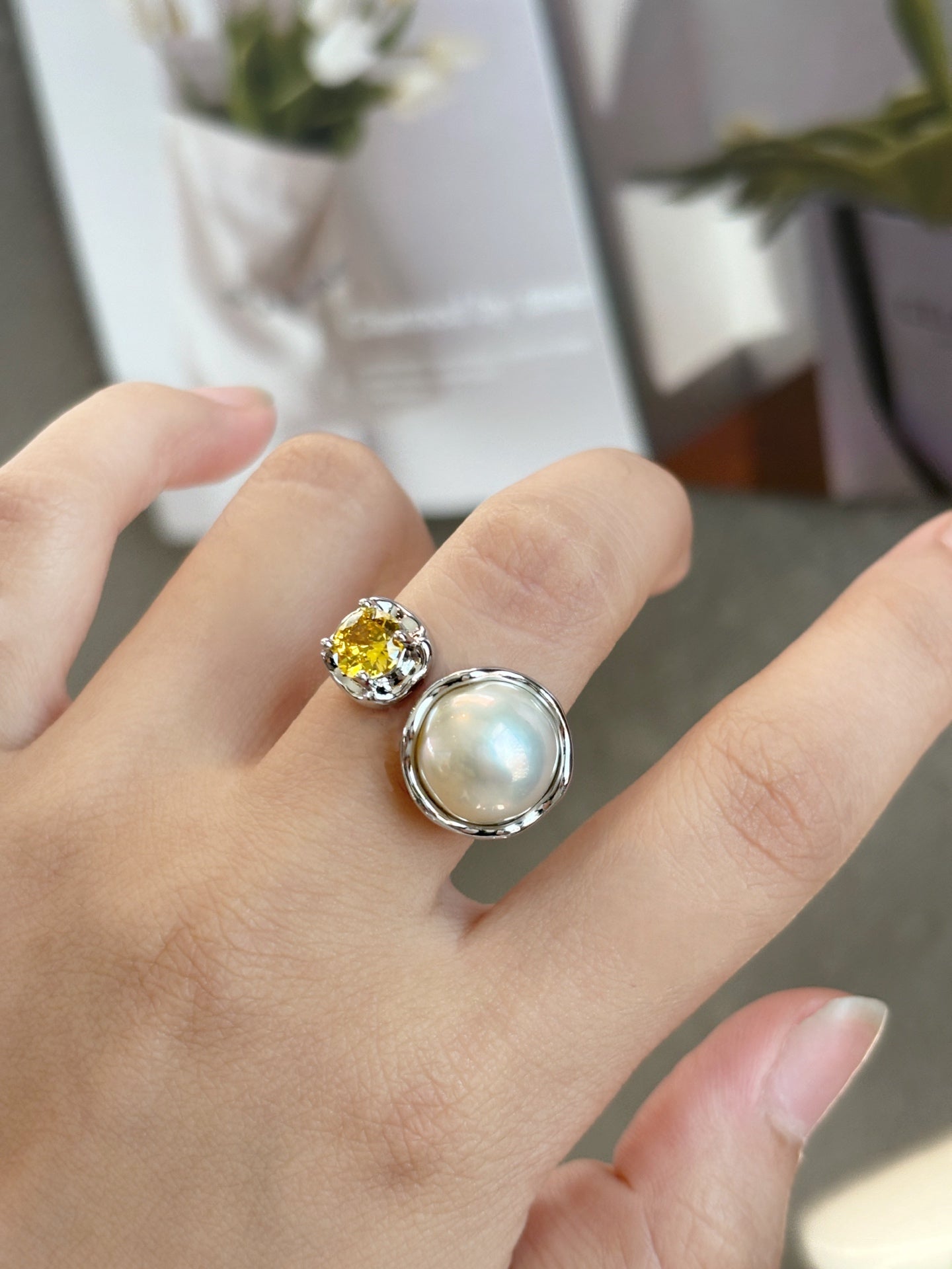 Luminous Aurora Wild Freshwater Pearl Ring Set