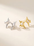 Eternal Starlight Four-Point Star Pearl Stud Earrings