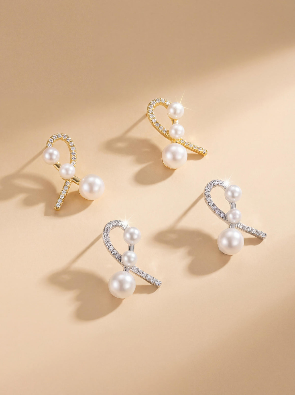 Wild Freshwater Pearl Bow Earrings - Handcrafted Elegance with Micro-Diamonds